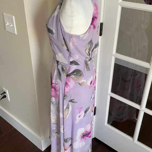 White House Black Market Pink and Purple  Floral Halter Midi Dress NWT - Picture 10 of 14